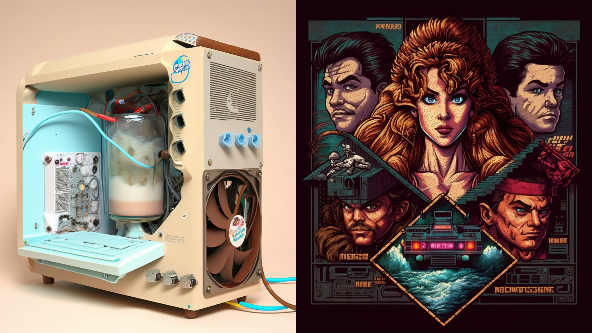 AI generated images of ice cream PC and 8bit art